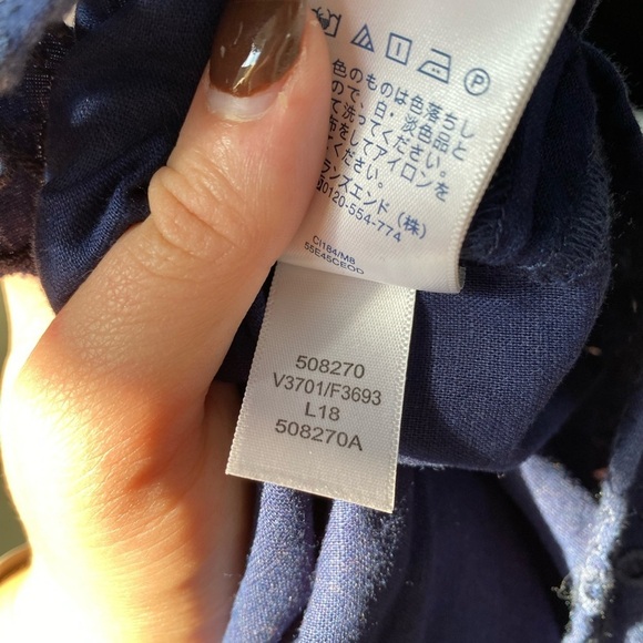 Lands end Navy Linen Blend Cotton Mid Sleeve dress - Picture 7 of 8